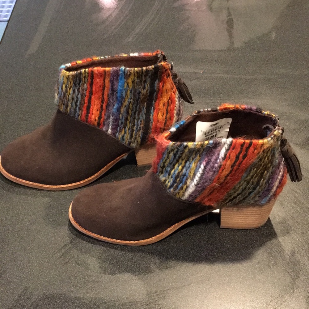 Leila Chocolate Suede Multi Textile Booties